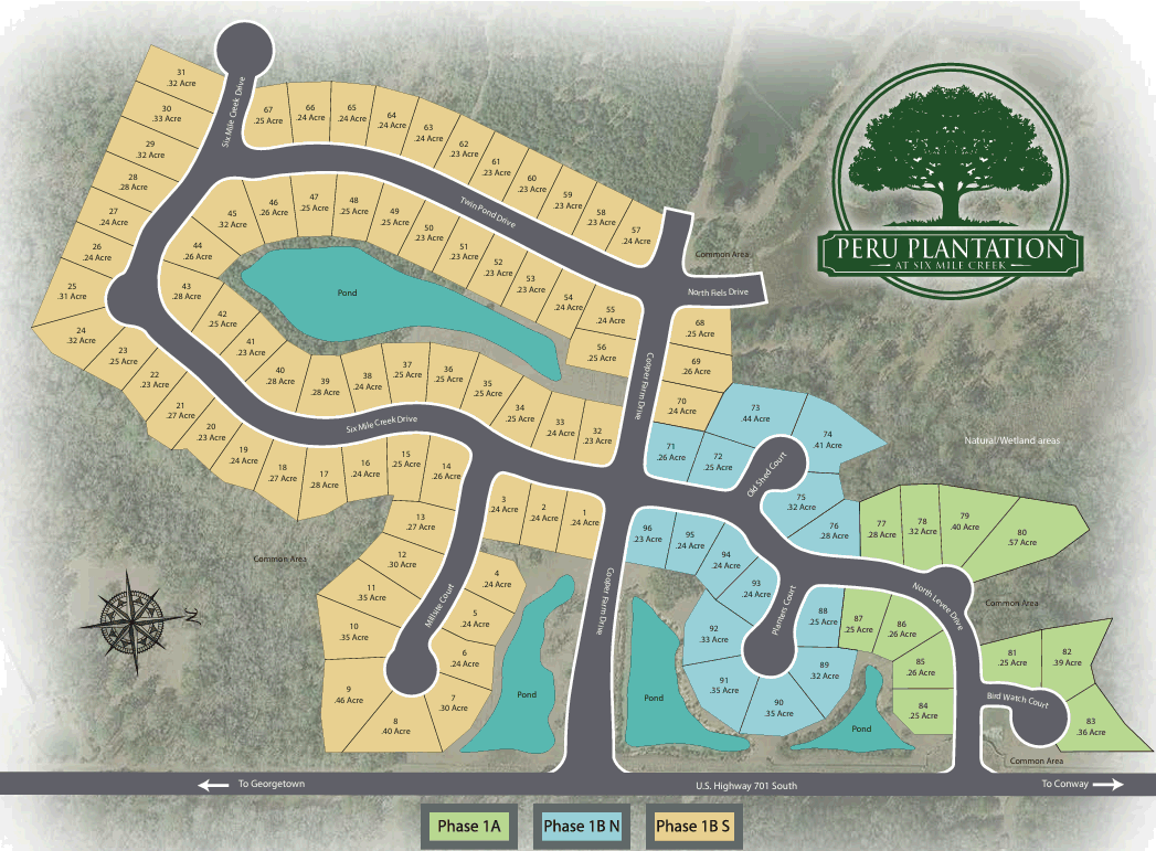 Beverly Homes community map of the new home community of Peru Plantation in Georgetown